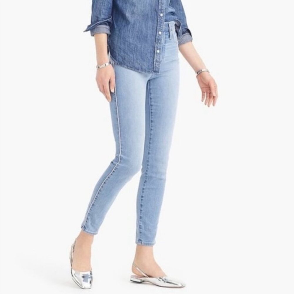 J. Crew 10" High-Rise Toothpick Jean with Pink Satin Piping, 28